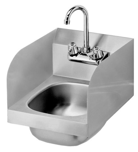 Krowne metal 12&#034; wide hand sink w/ side splashes &amp; gooseneck spout faucet - hs-3 for sale