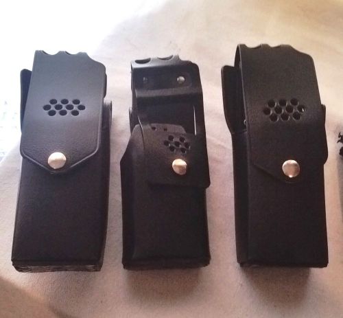 Lot of 3,  GE, Ericsson, M/A-COM MRK, MRK-II Leather Holsters with Belt Loops
