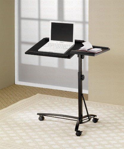 Coaster Desks Laptop Computer Stand Adjustable Tilt/Swivel Top Casters Wheels