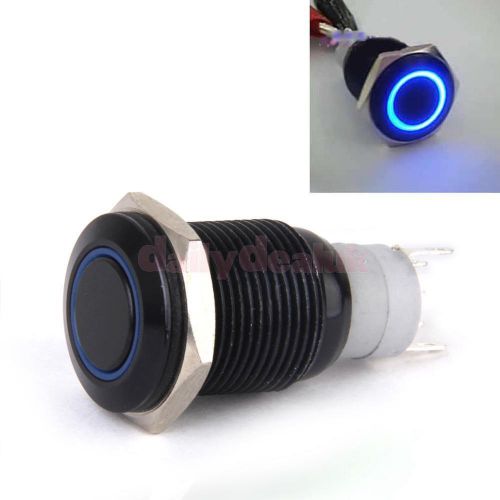 1Pcs Momentary Push Button Horn Switch Blue LED Light for Doorbell/Boat/Car