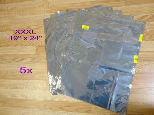5x Silver Antistatic bags, 19&#034; X 24&#034;, 48cm X 61cm, Anti -Static ,Open-Top,  ESD