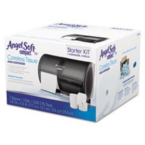 Compact Toilet Paper Dispenser and Angel Soft ps Compact Coreless Tissue Starter