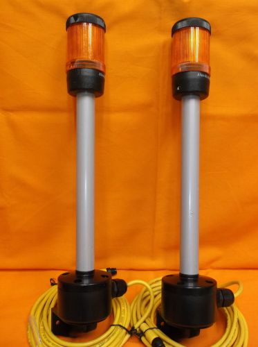 2 allen-bradley control tower lights amber 24v led 25cm pole vertical mount base for sale