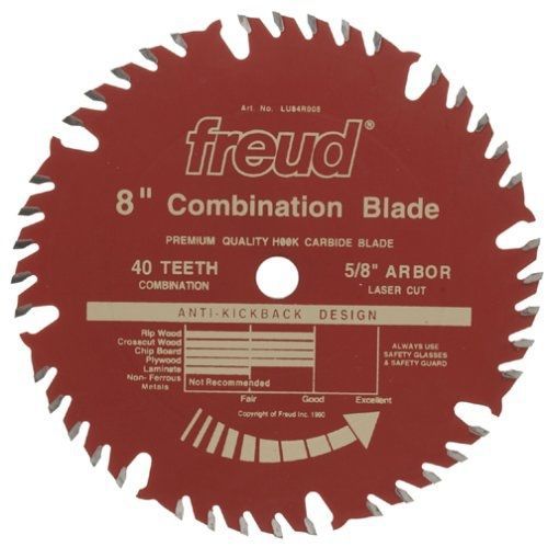 Freud lu84r008 8-inch 40 tooth atbf combination saw blade with 5/8-inch arbor for sale