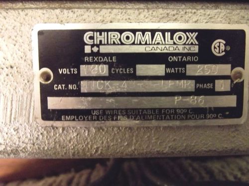 Crouse hinds f3c-1 w/ds100g housing chromalox tick-48-8-lfmr heater 1ph 120v 250 for sale