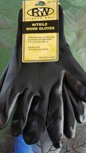 RW Rugged wear- Men&#039;s Nitrile Dripped glove Size L Black
