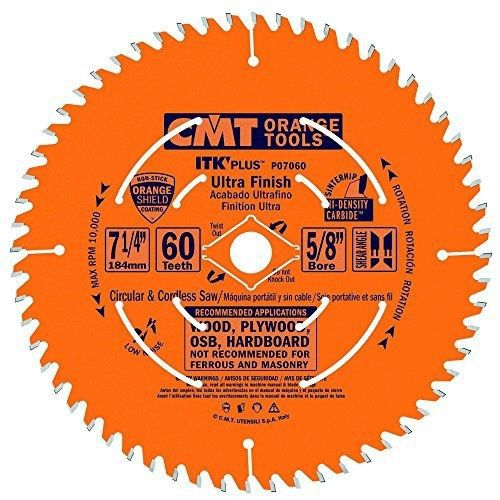 Cmt p07060 itk plus ultra finish saw blade, 7-1/4 x 60 teeth, 10? atb+shear with for sale