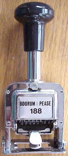 BOORUM &amp; PEASE AUTOMATIC NUMBERING MACHINE MODEL 188, 6 WHEELS &amp; 7 ACTIONS, MINT