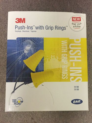 3M EAR Corded Push-In Earplugs With Grip Rings, NRR 30 DBa, 200-Pair