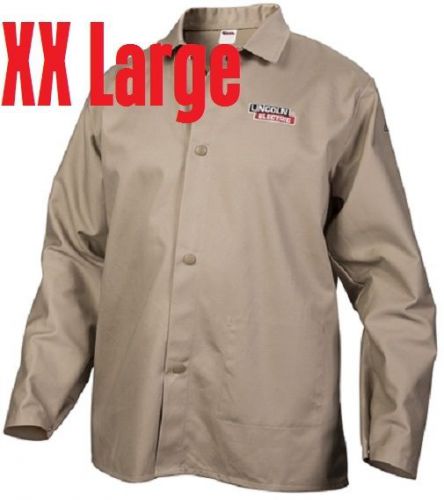 Lincoln electric xx-large khaki flame-resistant cloth welding jacket shirt xxl for sale