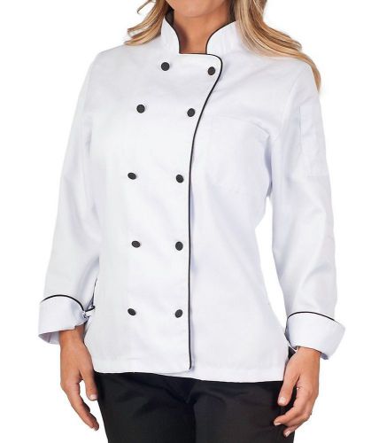 Womens Executive Chef Coat with Black Piping