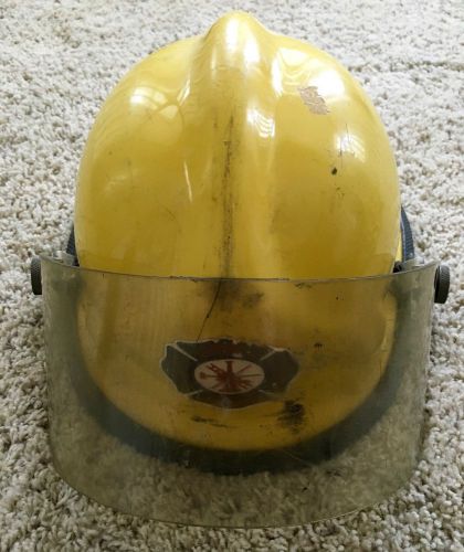Cairns &amp; brothers yellow fire helmet with visor and chinstrap for sale