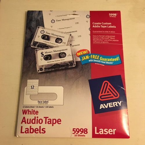 Avery 5998 White Audio Tape Laser Labels 132 Labels Discontinued Opened