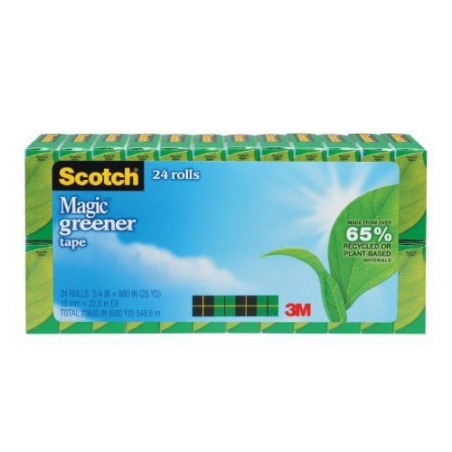 Scotch Magic Greener Tape, 3/4 x 900 Inches, Boxed, 24 Rolls (812-24P)