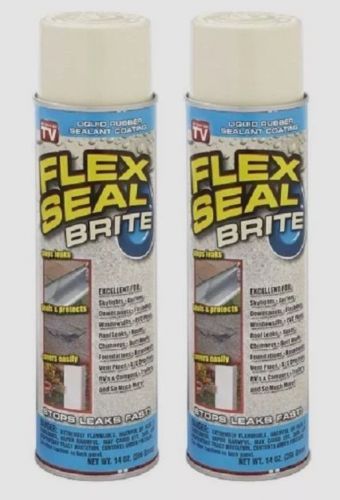 2 cans 14oz flex seal brite white liquid rubber sealant fix leaks as seen on tv for sale