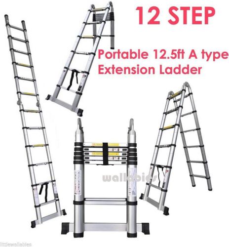 12.5ft Aluminum Telescoping Telescopic Extension Tall Multi Purpose Ladder