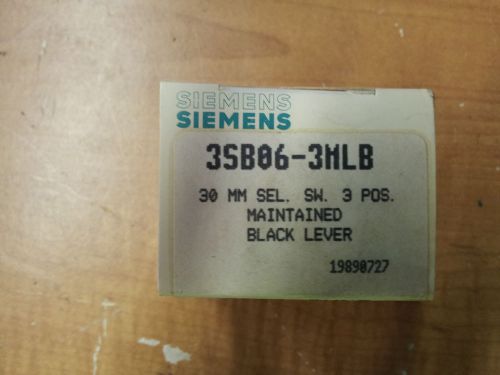 SIEMENS 3SB06-3MLB NEW IN BOX 30MM SEL SW 3 POS MAINT BLACK LEVER #B42