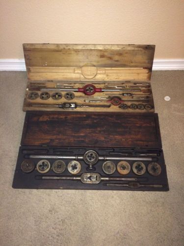 2 vintage greenfield tap &amp; die sets no.7 19 piece little giant 1/4&#034;-1&#034; 41 pieces for sale