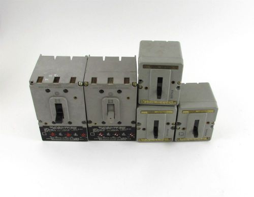 Mixed lot of (5) westinghouse aqb-a101 &amp; gould inc. aqb-a50 circuit breakers for sale