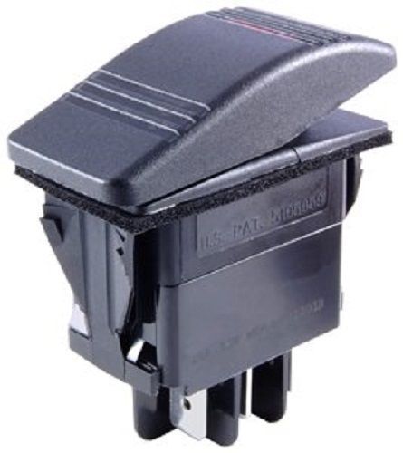 NTE 54-037 On-Off-On Lighted Rocker 20A DPDT Auto/Marine 1.45&#034;x.83&#034; Mount Switch