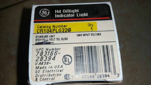 GENERAL ELECTRIC INDICATING LIGHT PART # CR104PLG22G  &#034; NEW OLD STOCK &#034;