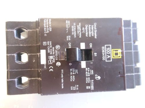 Square d EDB34100   100 AMP 480 VOLT 3 POLE circuit breaker