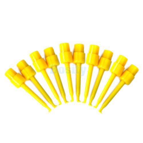 Yellow 10pcs test hook clip grabbers test probe smd ic pcb diy for component smd for sale