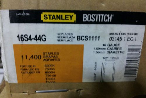 Stanley bostitch staples 1/2&#034; crown x 1-3/4&#034; leg 16 gauge 16s4-44g 11,400 box for sale