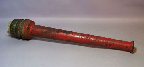 Antique cast iron fire fireman firefighter hose nozzle w/ brass end fitting for sale