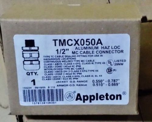 Appleton tmcx050a 1/2 inch haz loc hazardous location cable connector tmc for sale