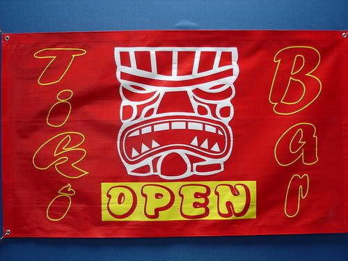z324 Tiki Bar OPEN Mask Bar Pub Club Banner Shop Sign