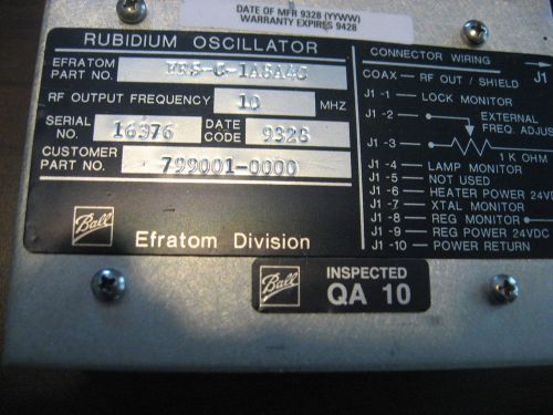 Efratom FRS-C Rubidium Oscillator Frequency Standard 10MHz-untested