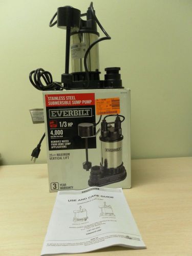 Everbilt (SP03302VD) 1/3 HP Stainless Steel/Cast Iron Submersible Sump Pump