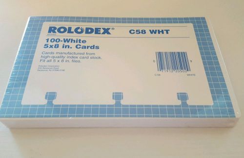 ROLODEX C58 WHT 100 White 5x8 Inch Cards Fit All 5 x 8 in Files