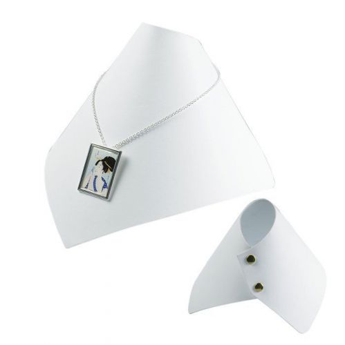 White Faux Leather Cone Necklace Display