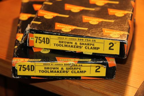2 Brown &amp; Sharpe Toolmaker&#039;s Clamps 754D 2&#034; Good Condition w/ box