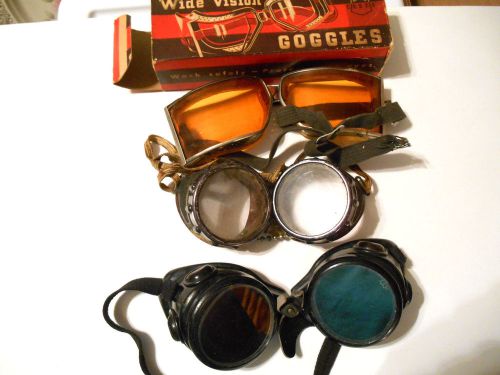 3 Pair Vintage Goggles-Dark Lens,Chain Linked &amp;1 with Box