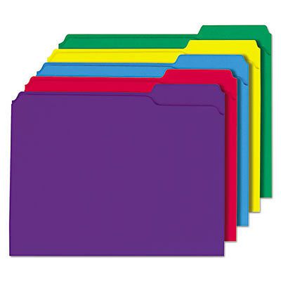 File Folders, 1/3 Cut Double-Ply Top Tab, Letter, Assorted Colors, 100/Box