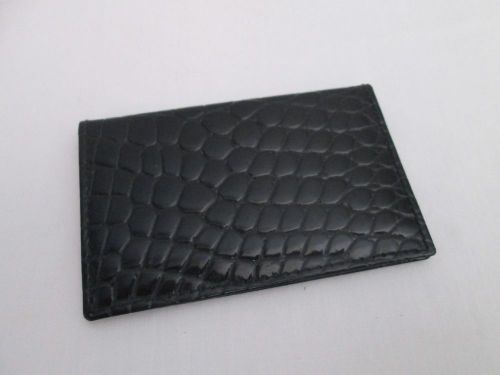 Budd Leather Spain Crocodile Bidente black Business Card Case