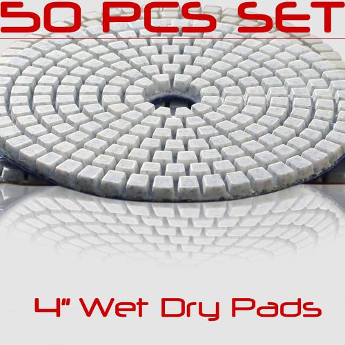 Diamond polishing pads 4 inch 50 piece set wet dry for granite concrete marble for sale