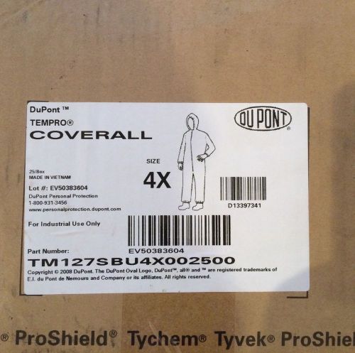Dupont tempro 25 full case tm127sbu4x002500 fr treated coverall,with hood for sale