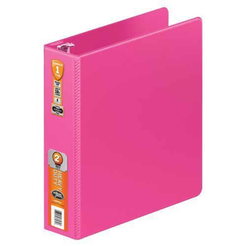 Wilson jones heavy duty round ring binder with extra durable hinge, 2-inch, pink for sale