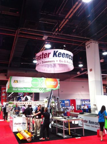 Hanging banner, 10ft round circle x 32“ trade show display with custom print  for sale