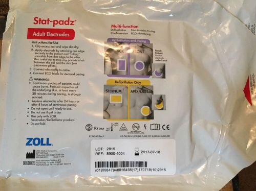 Two Zoll Stat-Padz Adult Electrodes Multi-Function #8900-4004 IN DATE 2017-07-18