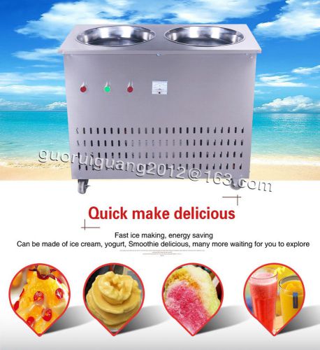 Commercial ice fried machine double pan yogurt ice cream roll frying machine for sale