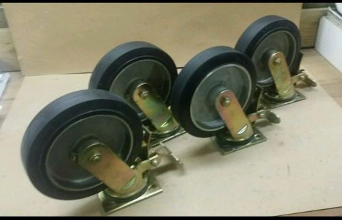 New er wagner heavy duty industrial swivel caster wheels 8x2 foot lock set of 4 for sale