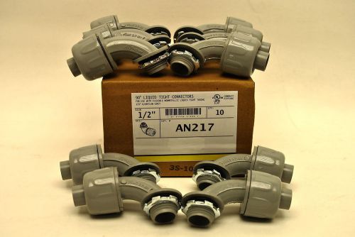 1/2&#034; non metallic 90° liquid tight / seal tight connectors # nms90n-05 box of 10 for sale