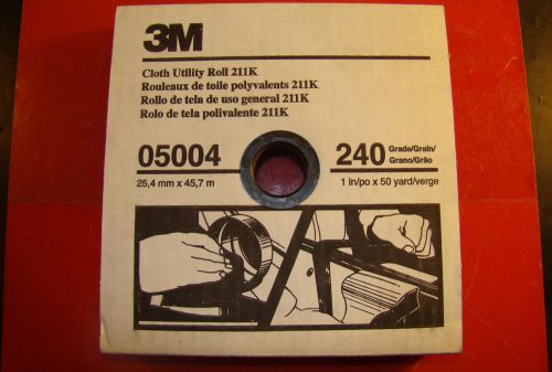 3M Cloth Utility Roll 211K, 1&#034; x 50 yds, 240 Grade, Gray, ALOX, 05004 /HU3/RL