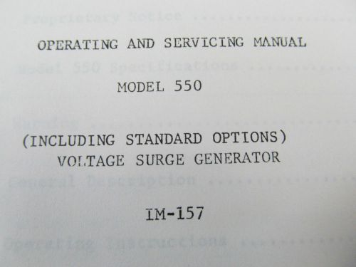 VELONEX 550 Voltage Surge Generator Operations and Service Manual w/schem 45969