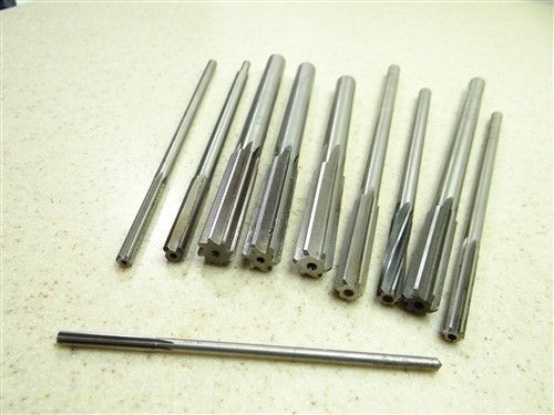 Lot of 9 hss straight shank reamers 5/32&#034; to 1/2&#034; national yankee l&amp;i for sale